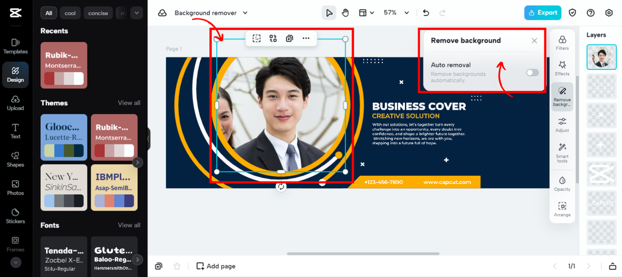 CapCut online background remover feature