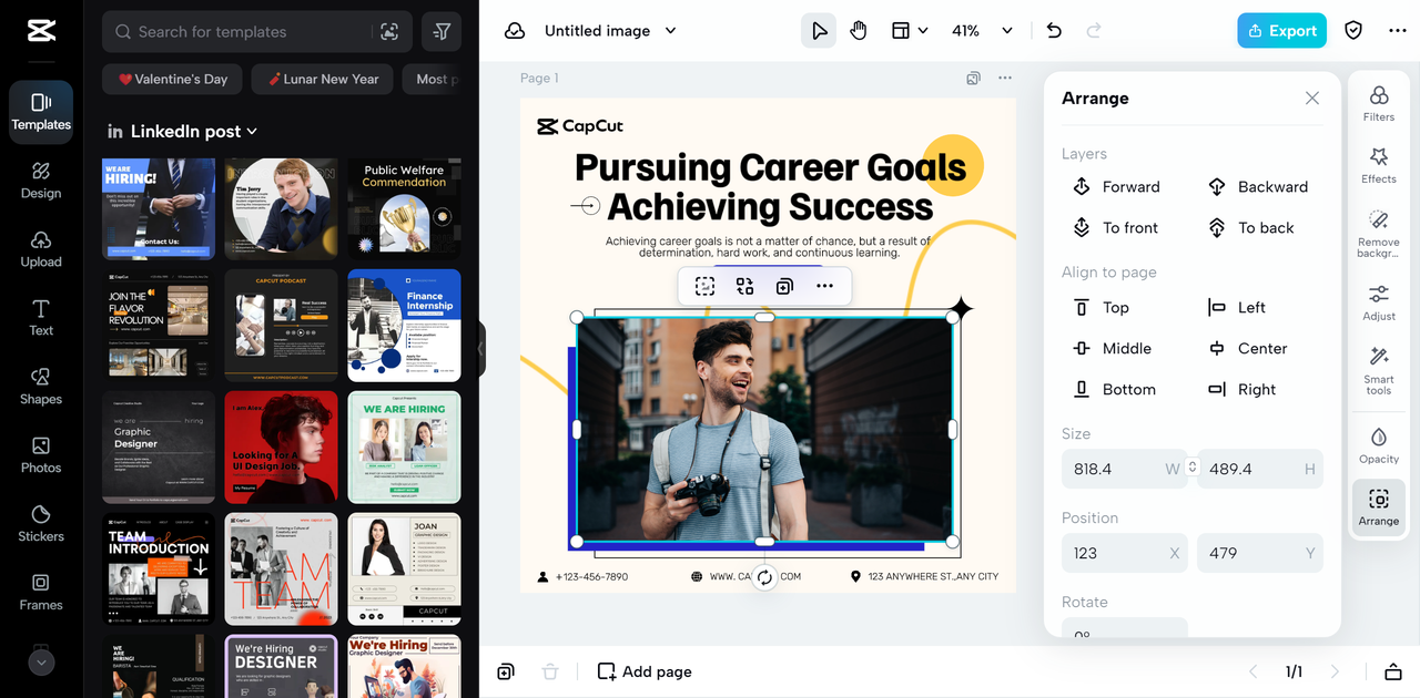 CapCut Online editing interface