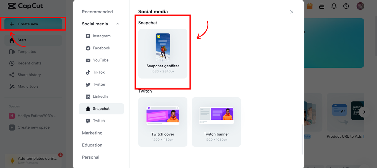 CapCut Online Snapchat geofilter template