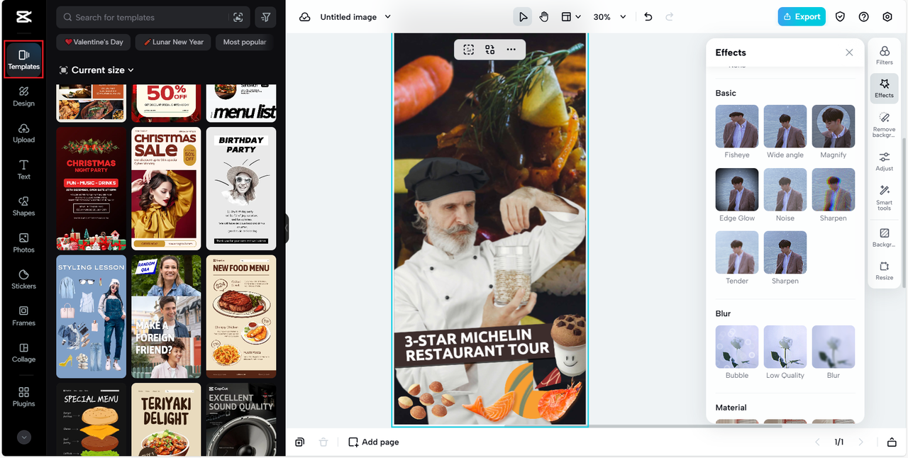 CapCut Online Templates section