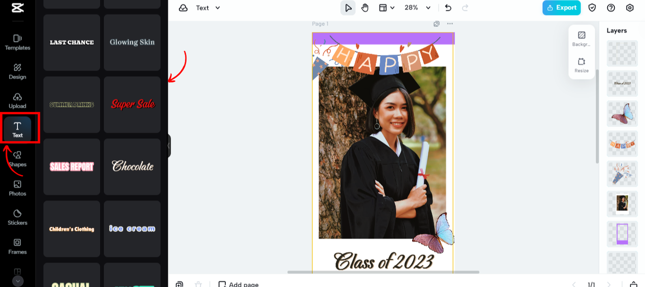 CapCut Online Text customization