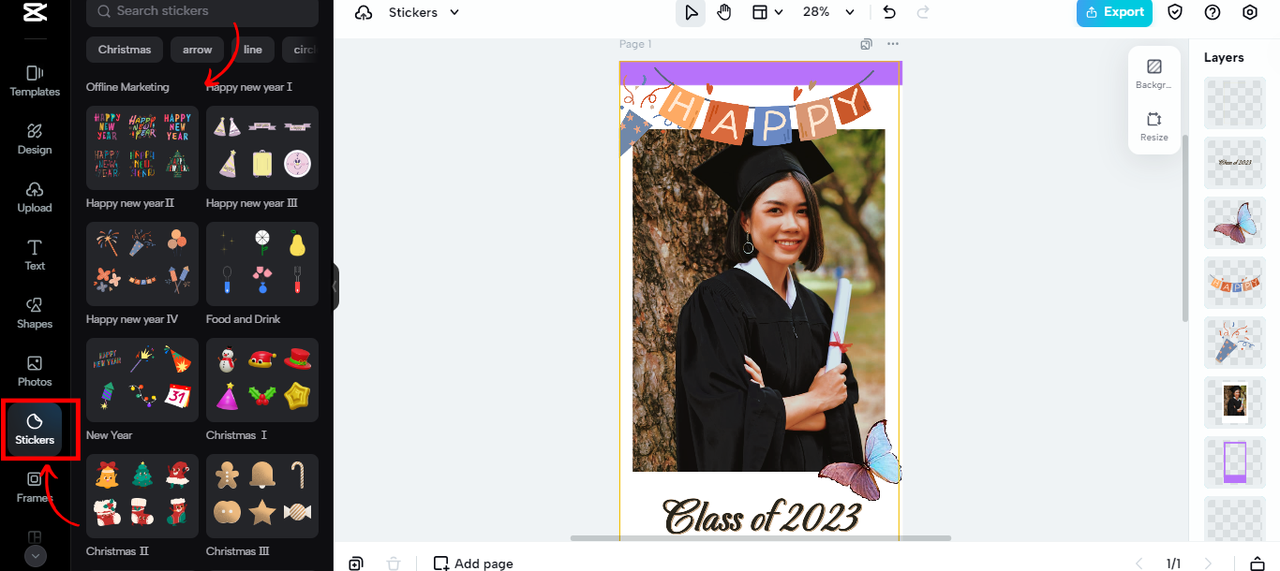 CapCut Online Stickers customization