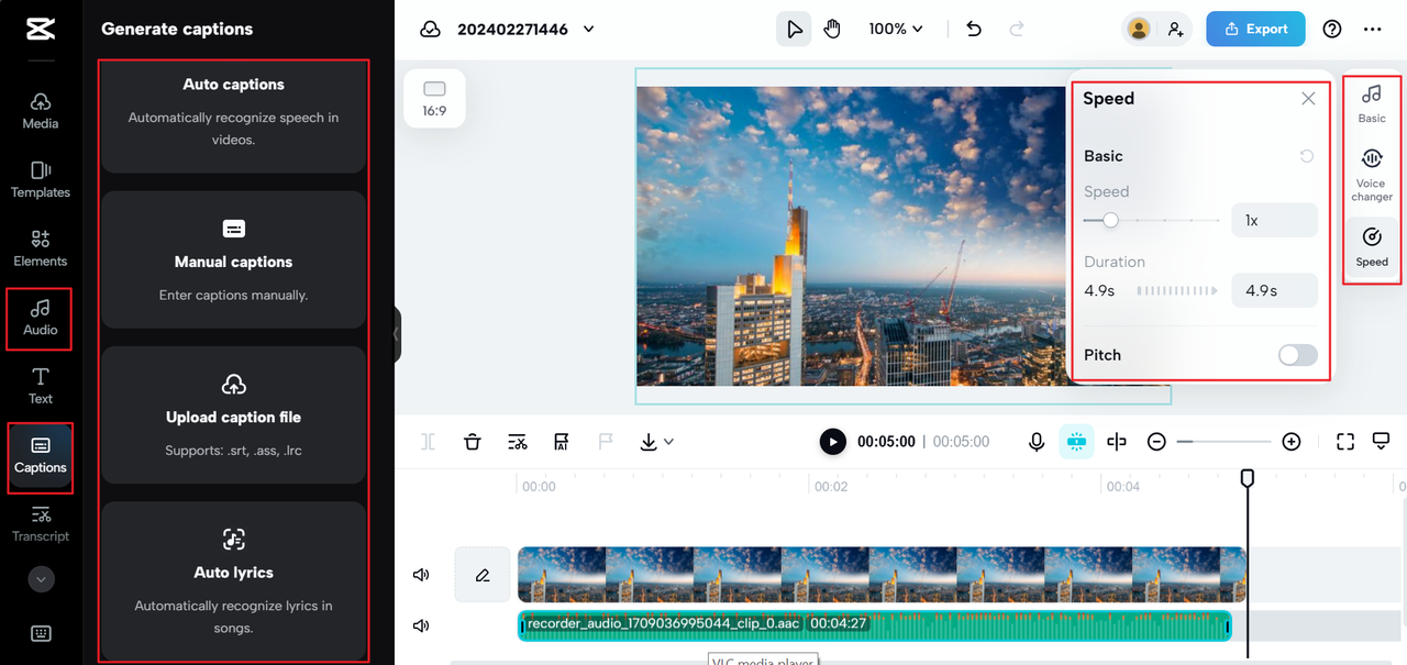 Edit audio recording on CapCut online video editor and voice recorder on iPhone