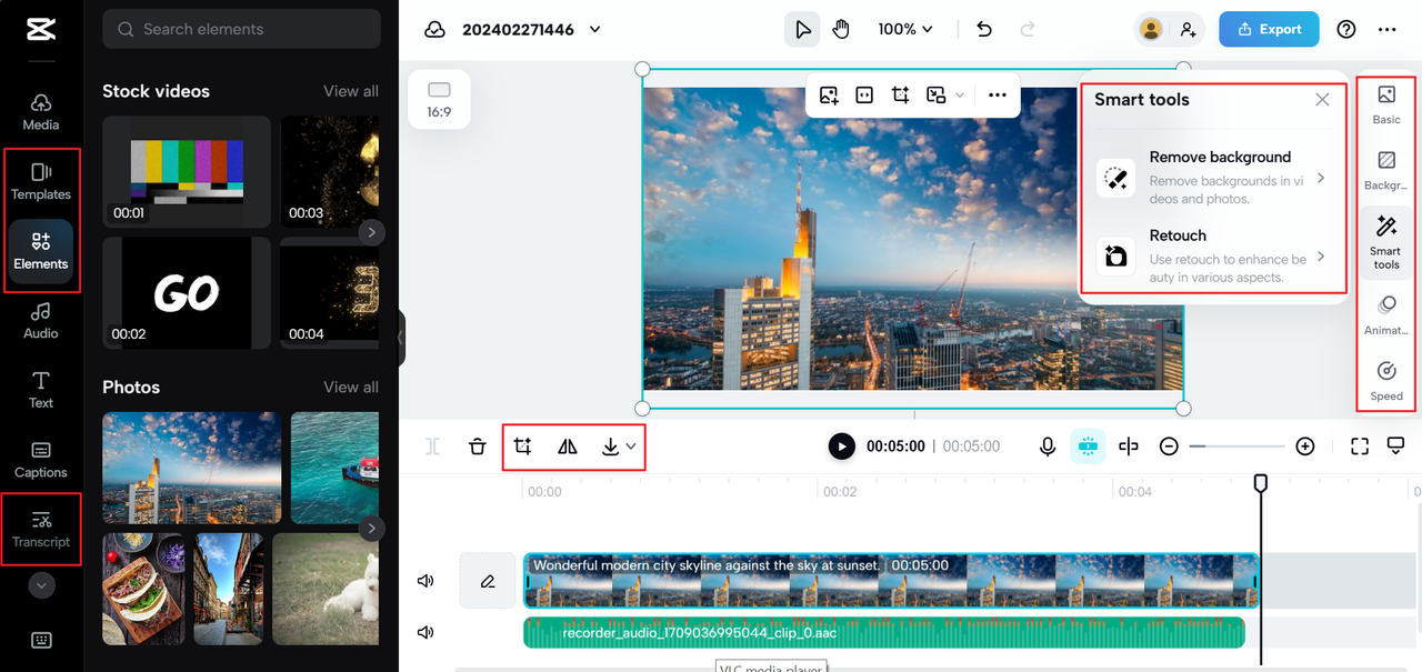 Edit video on CapCut online video editor and voice recorder on iPhone