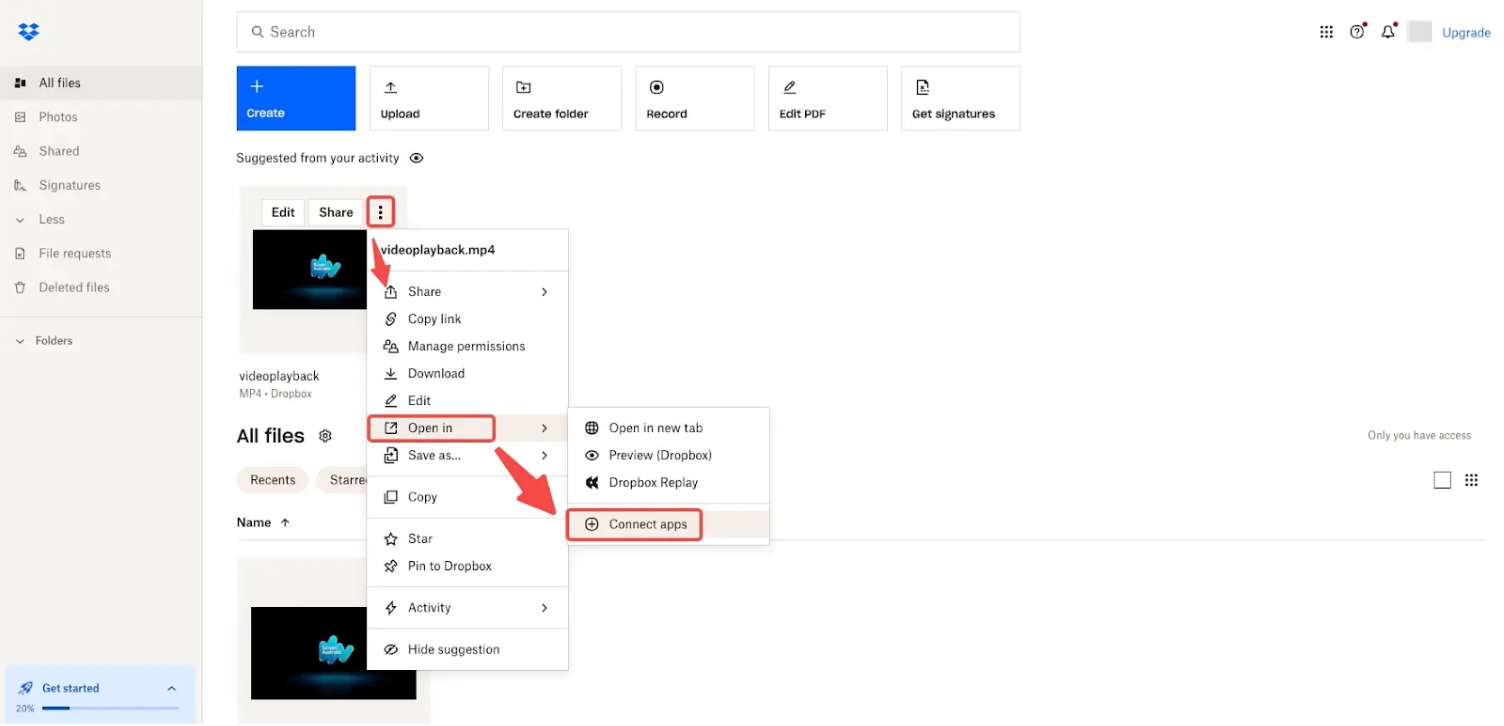 Enhance Dropbox experience: Open CapCut directly for video editing