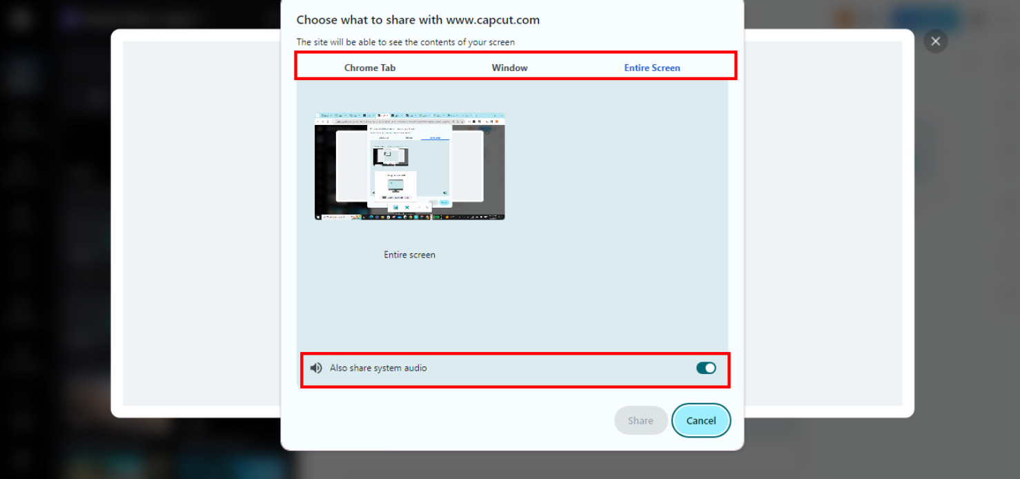 Record screen with audio