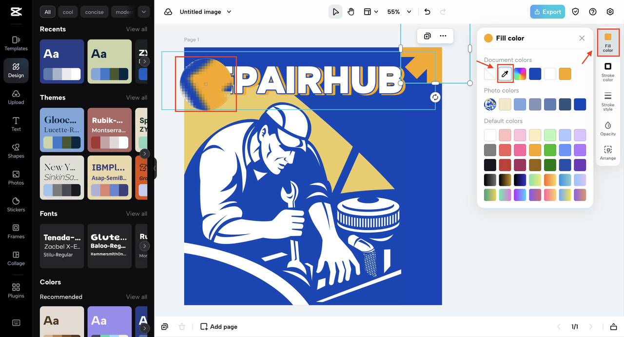 Using color picker tool in CapCut Online