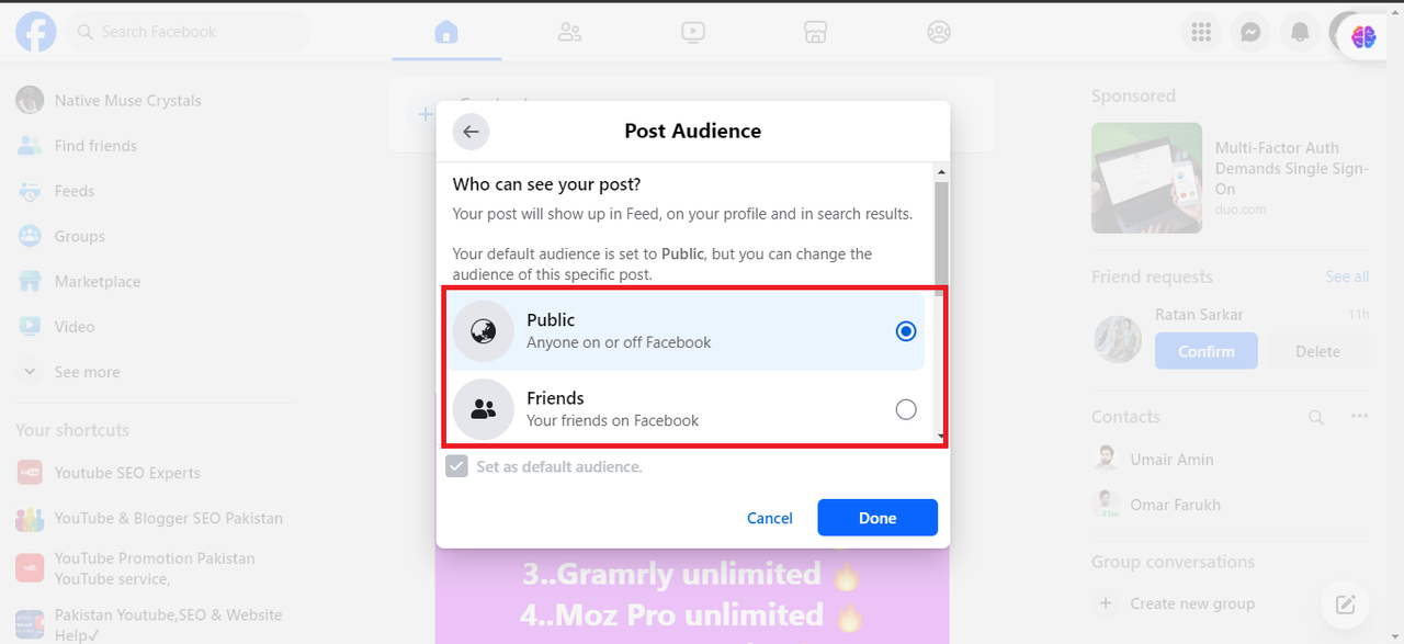 adjust privacy settings