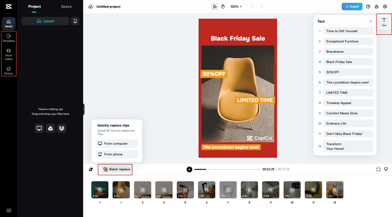 how to edit a template on the CapCut online video editor