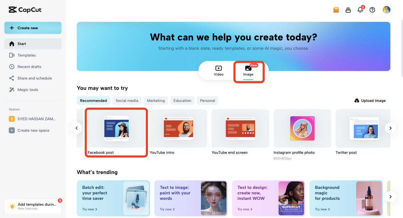 select the facebook post