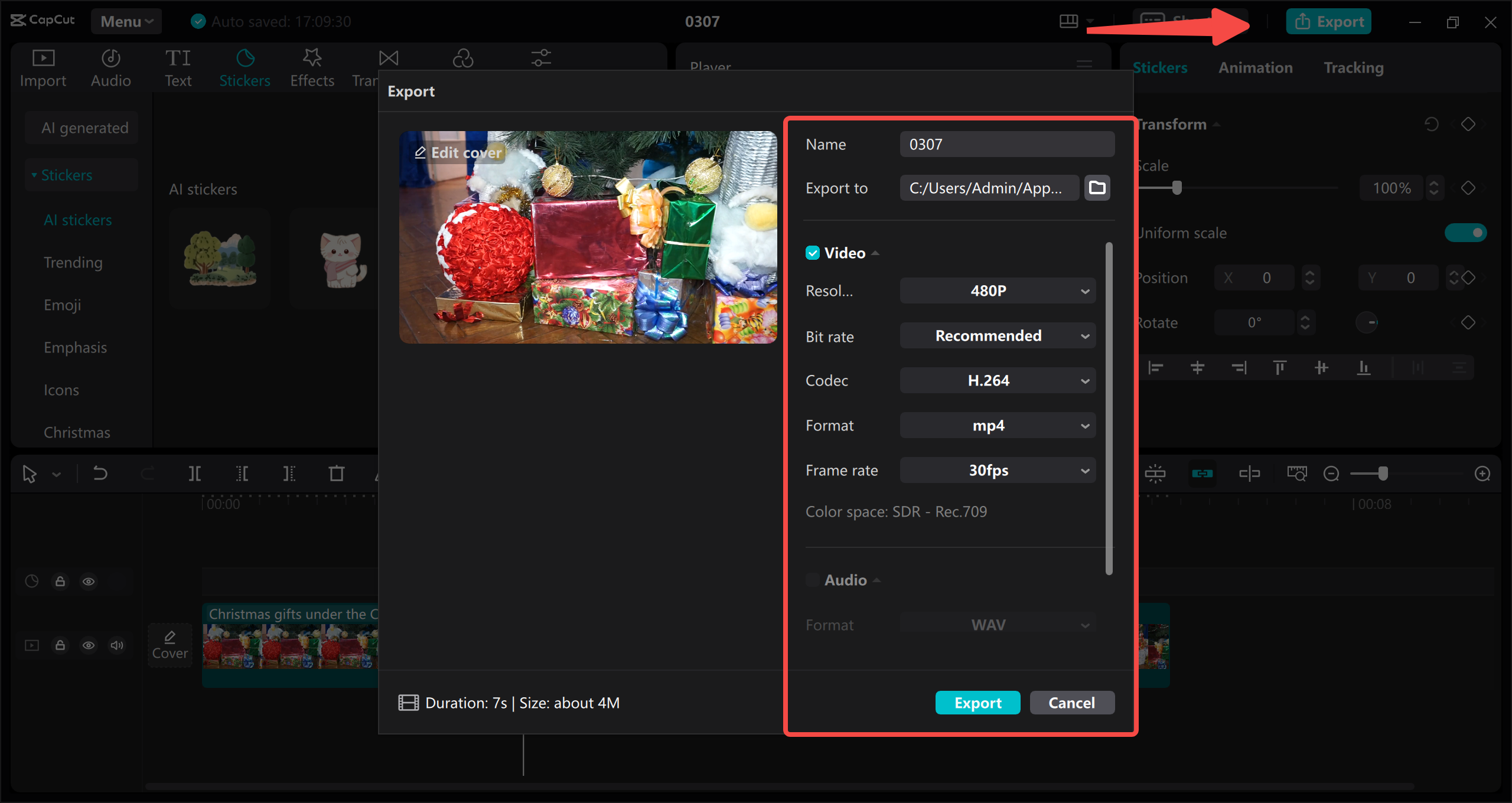 Export your edited video