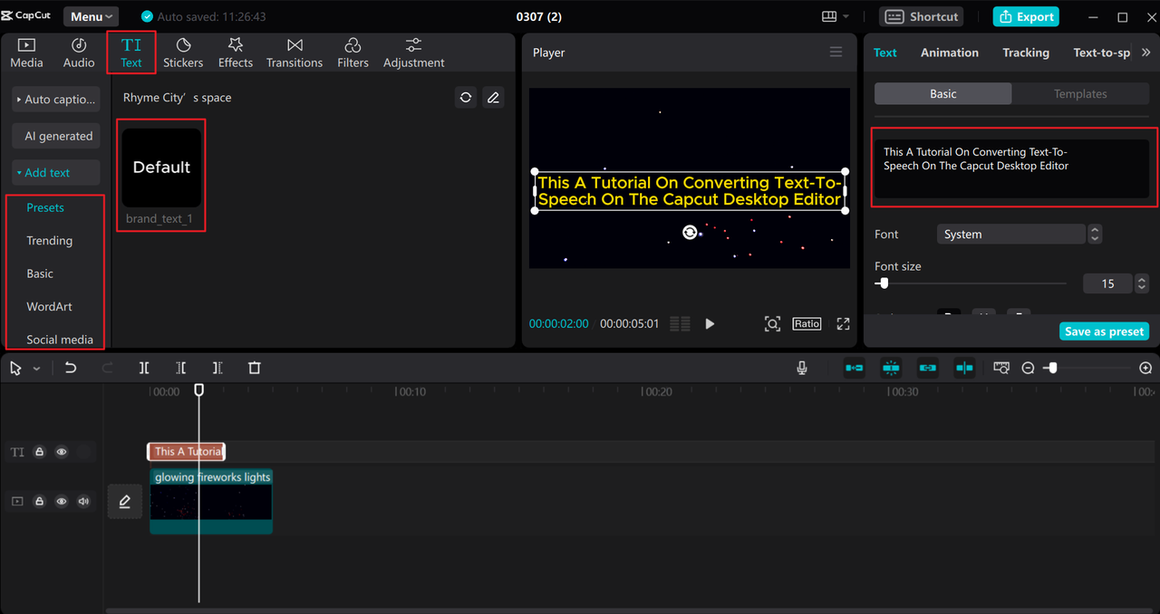 Add text on the CapCut desktop video editor, the best AI voice generator