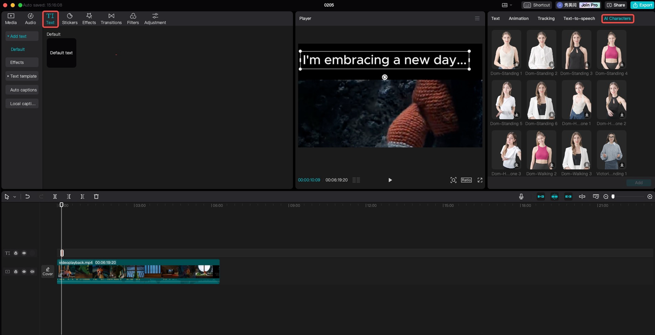 Add AI characters on the CapCut desktop editor