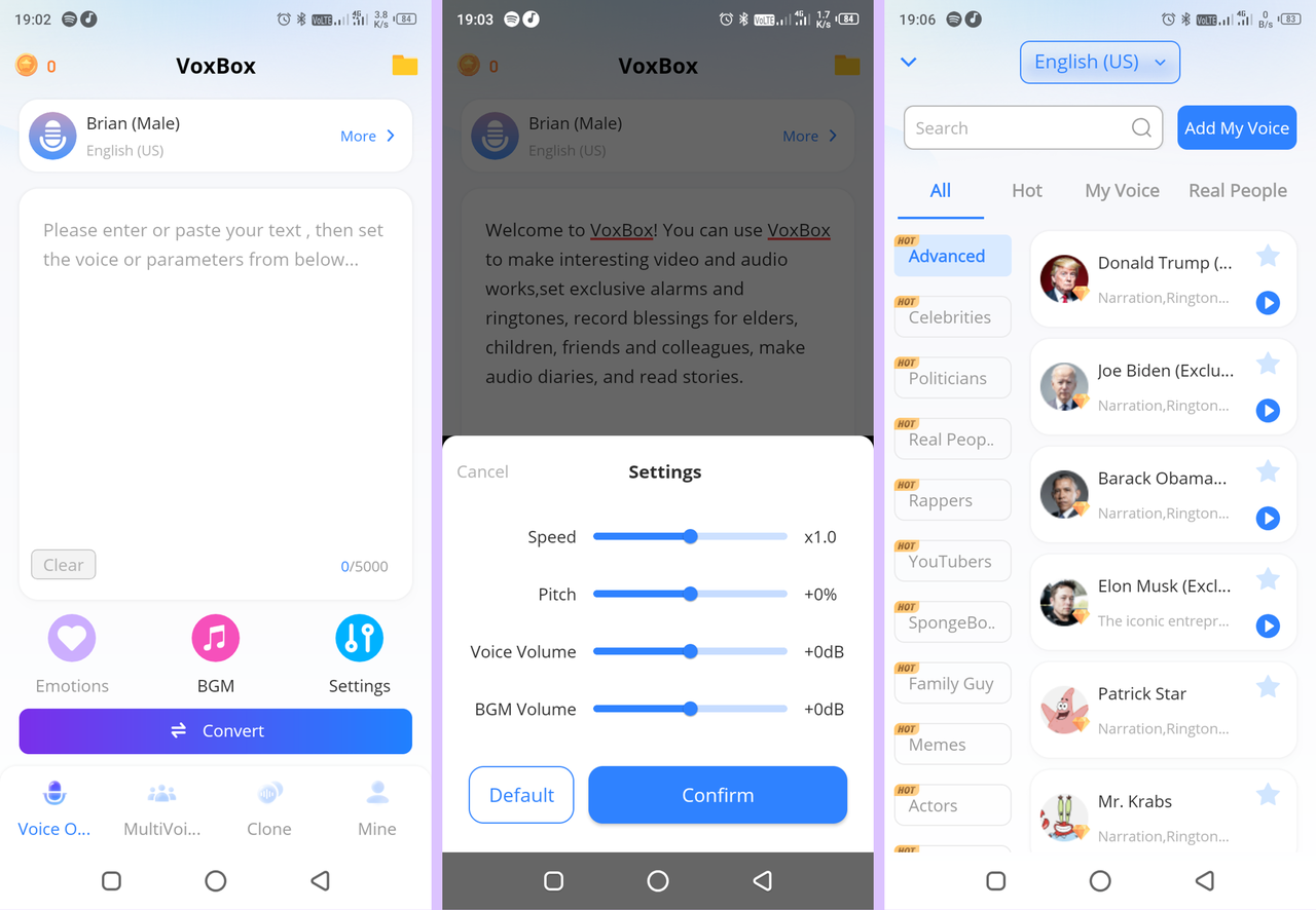 Transform text to speech on VoxBox, one of the best AI voice generators