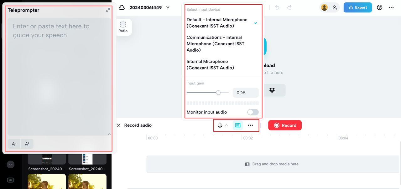 Record audio on the CapCut online video editor and Google Voice recorder