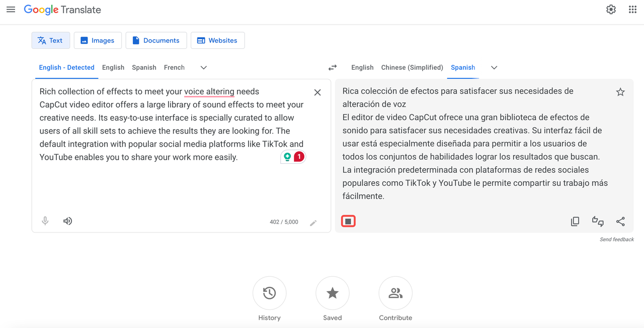 Record Google Translate audio on the CapCut online video editor and Google Voice recorder