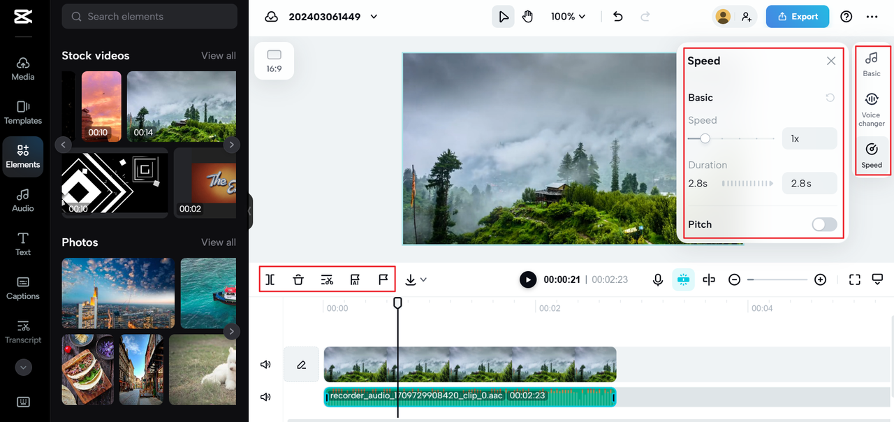Edit audio on the CapCut online video editor and Google Voice recorder