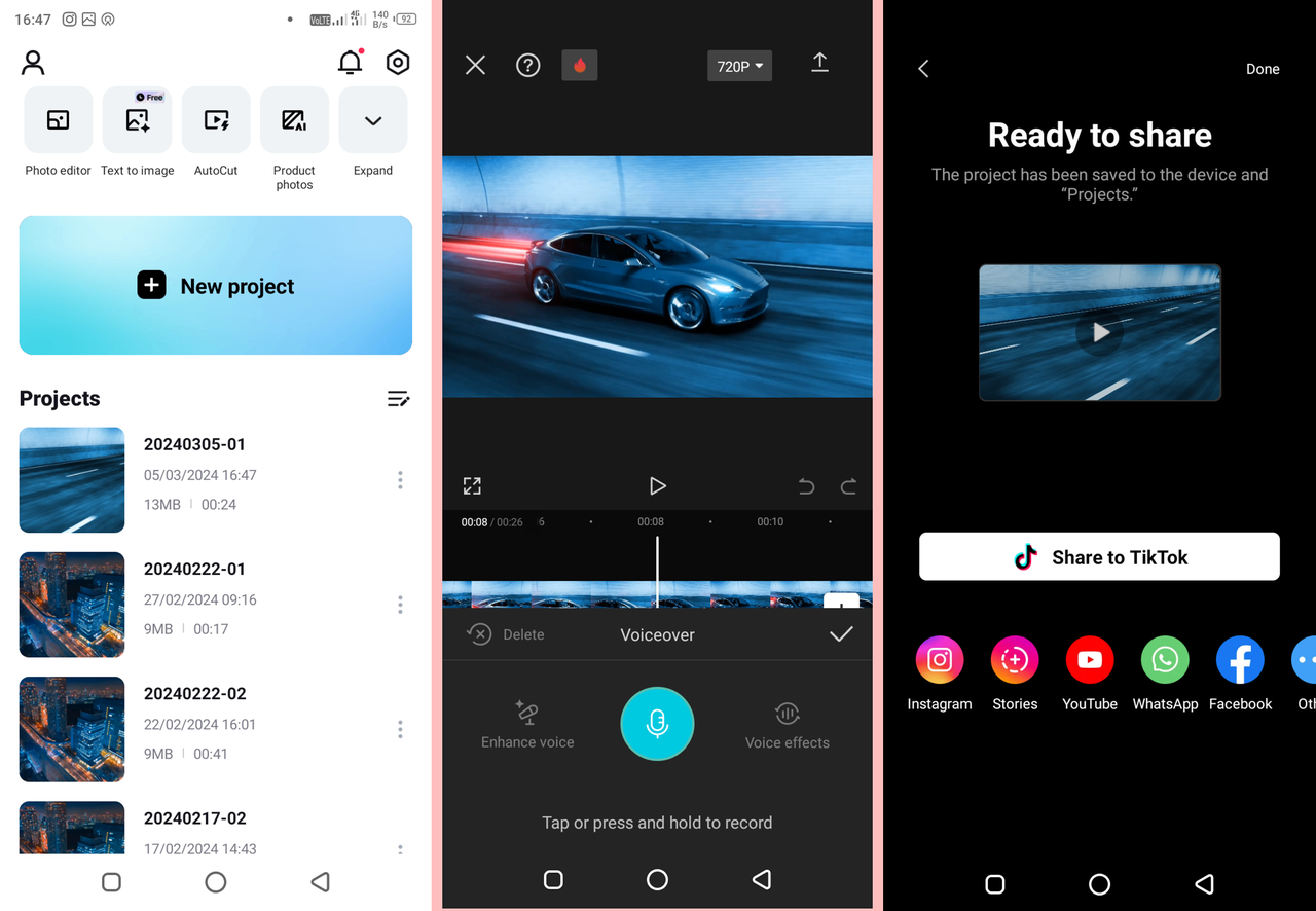 Capture and edit audio on the CapCut mobile editor and Google Voice recorder
