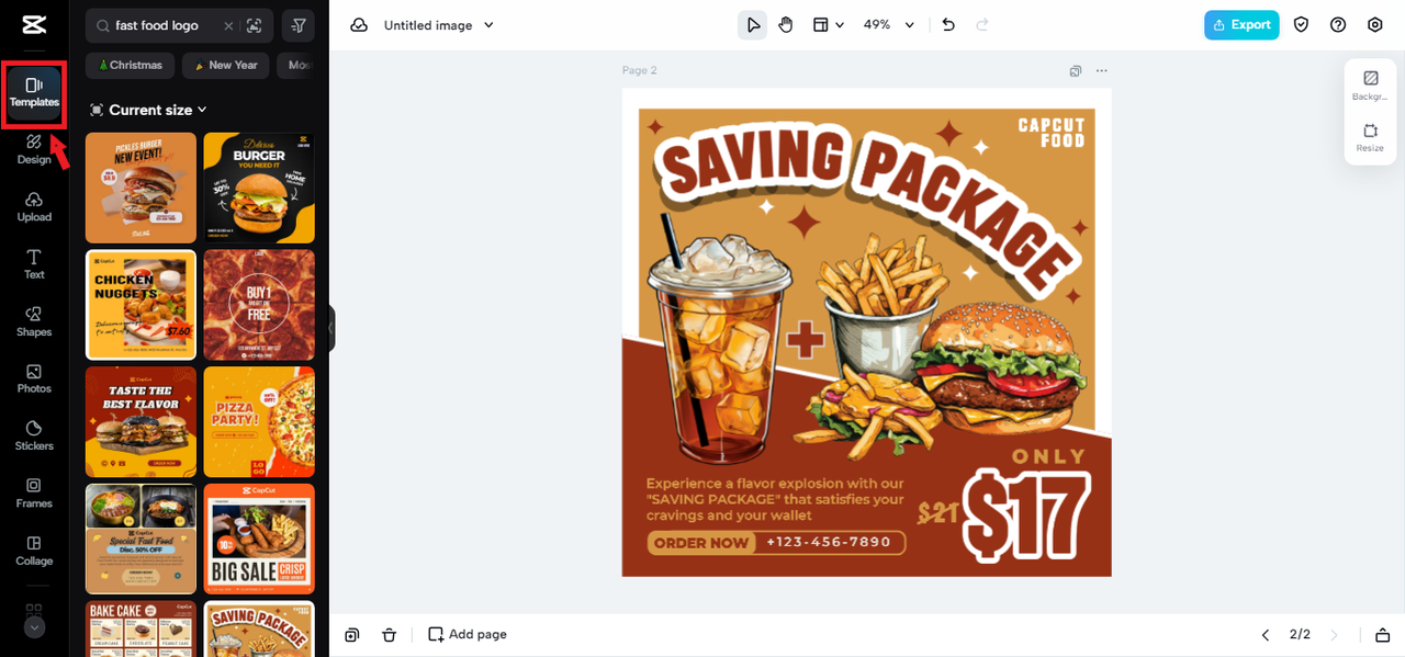 fast food logo templates in CapCut Online