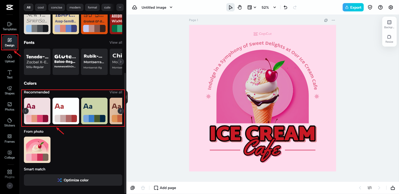 CapCut Online color combinations