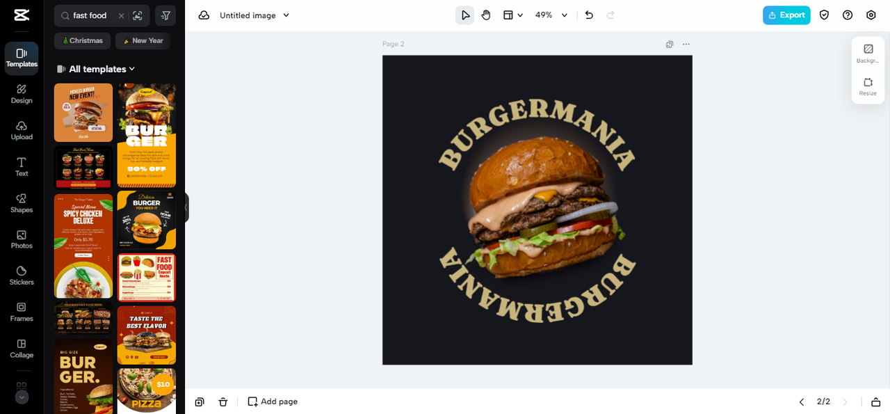 CapCut fast food templates