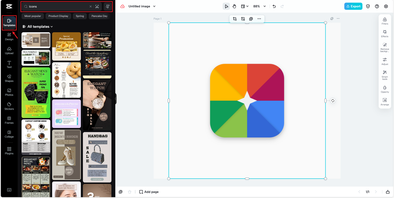 Apply icon templates and assets for creating Android app icons