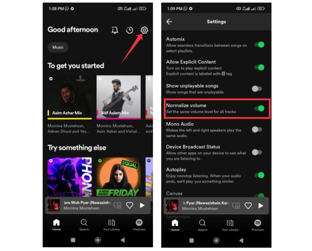 How to enable Spotify audio normalization on Android