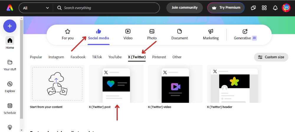 choose the post template: