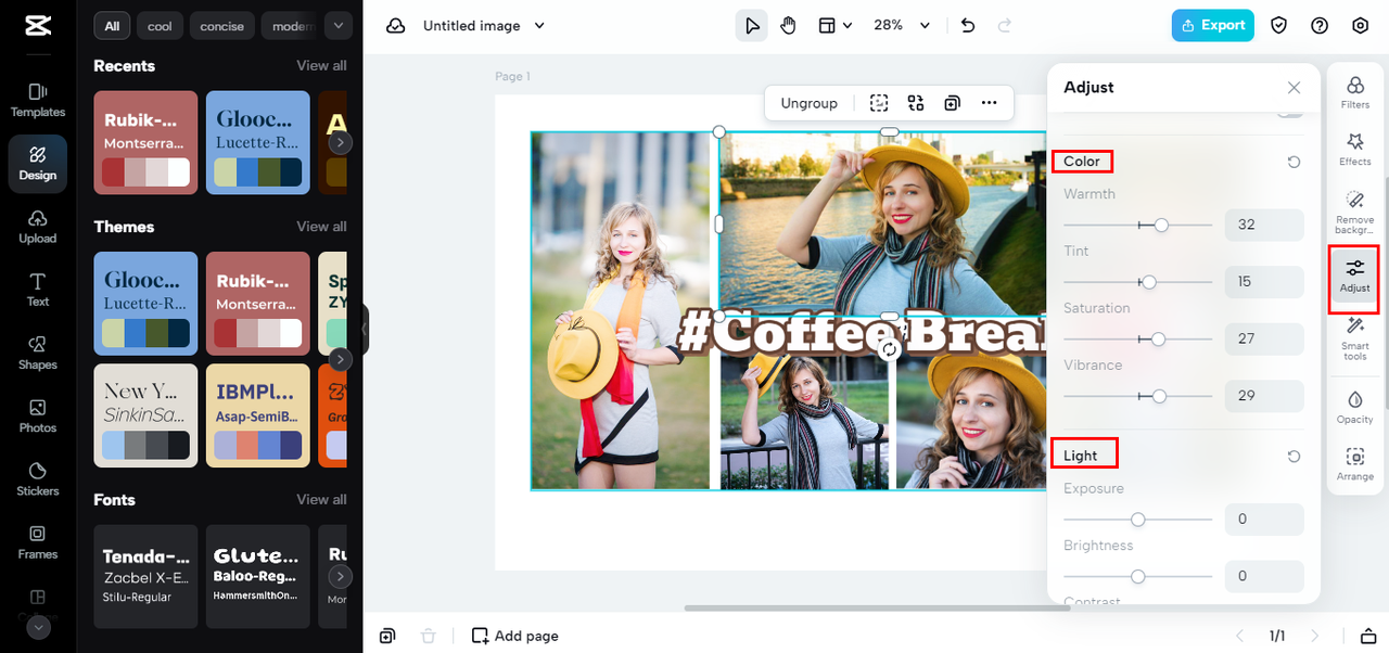 lighting and contrast to adjust for visual impact