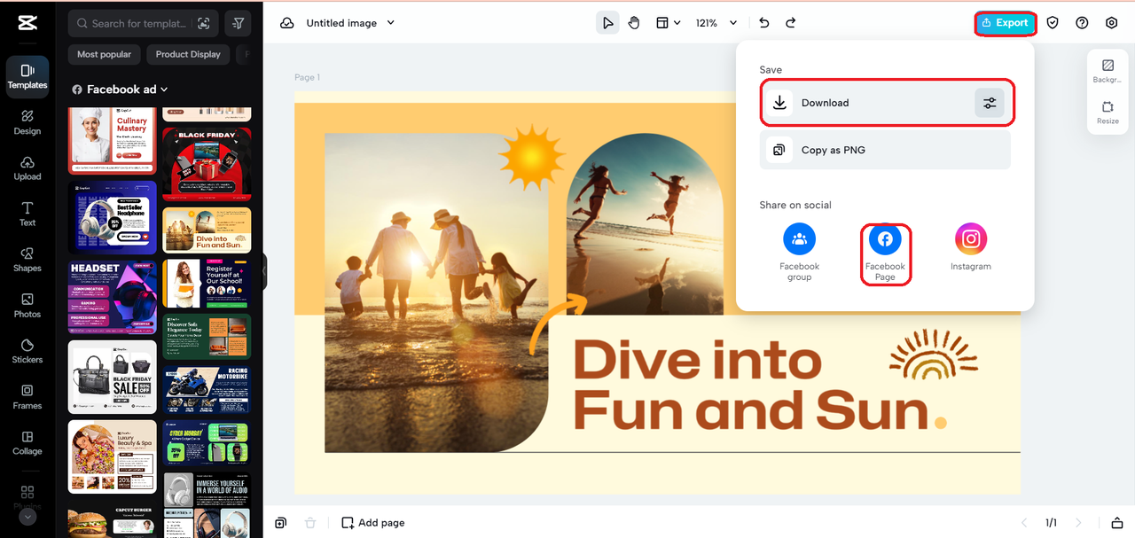 share directly to facebook