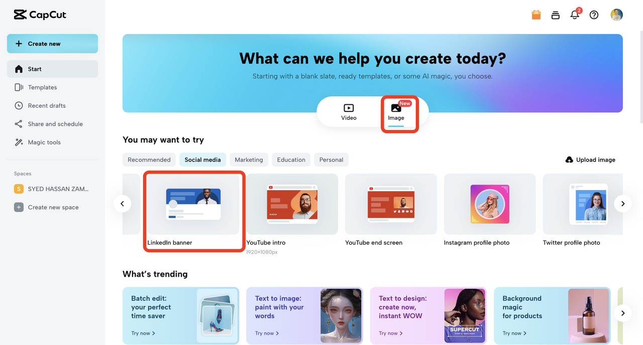 create linkedin banner
