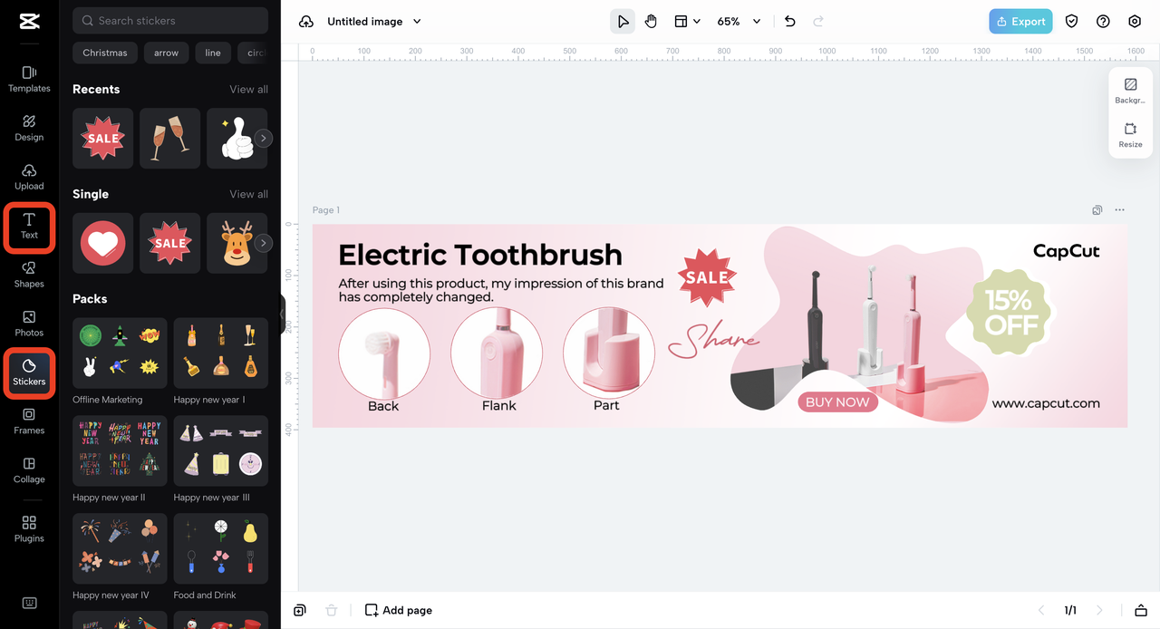 stickers and text styles