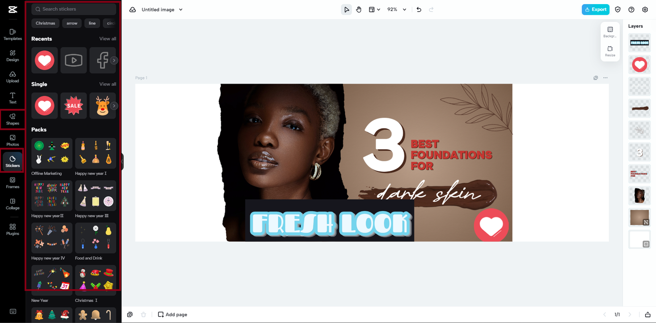 include shapes, stickers, and emojis