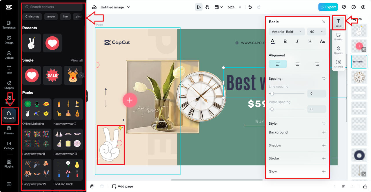 embellishing your posts with text and stickers
