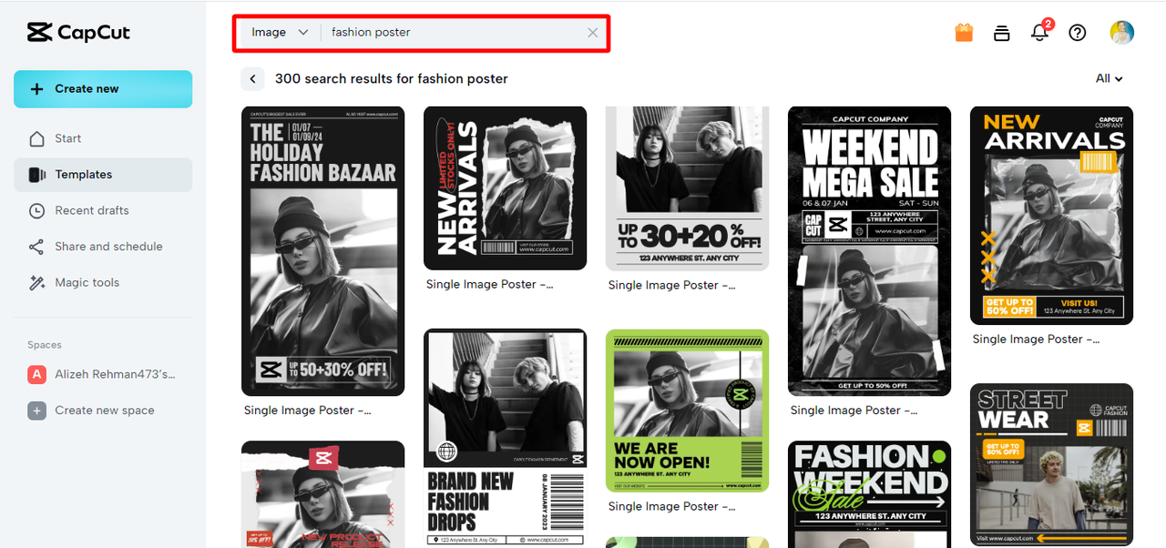 template section for posters