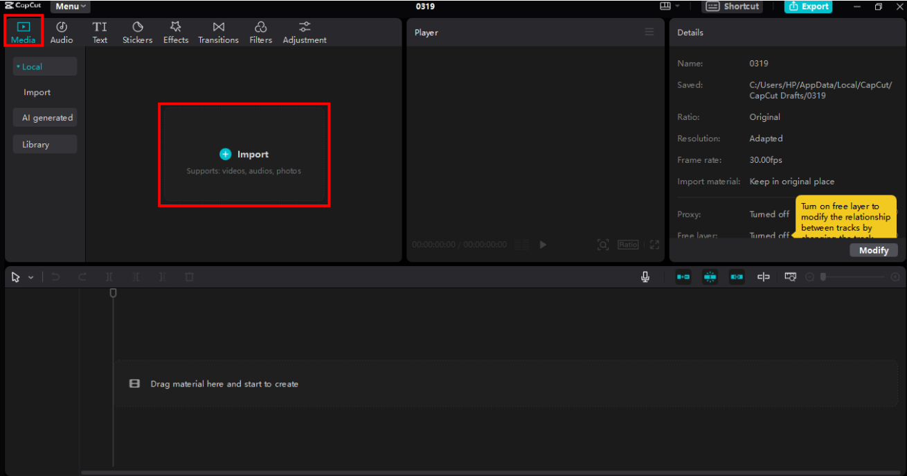 Upload audio or video file