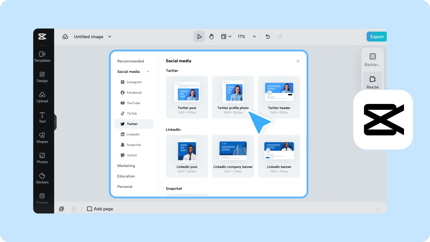 post ng laki ng larawan sa twitter