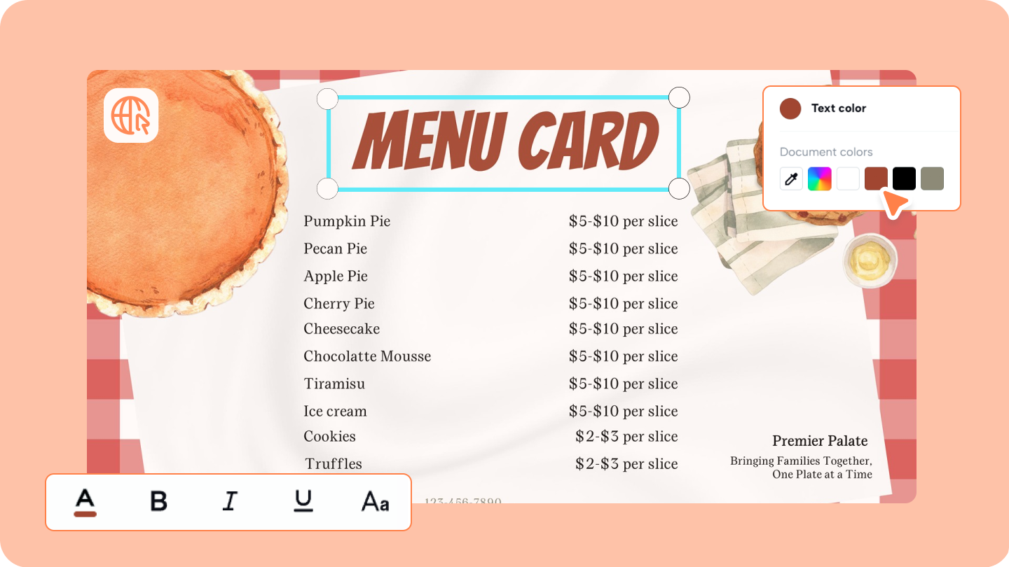menu card design