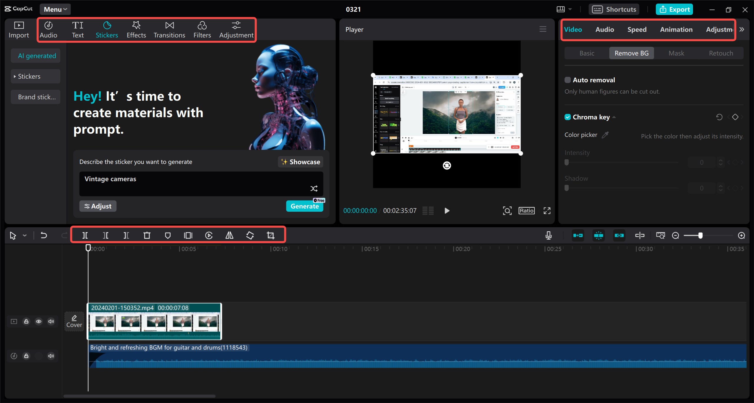 Edit the recorded video
