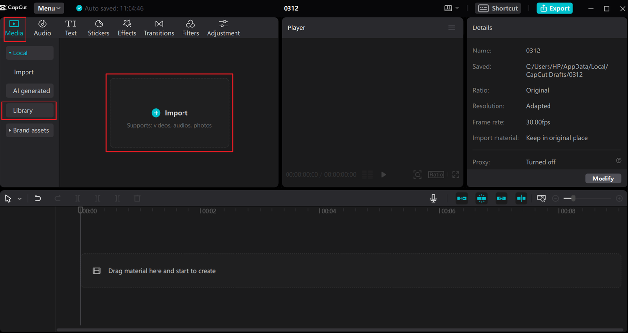 Sube un video o audio en la herramienta de generador de voz con inteligencia artificial de celebridades de escritorio de CapCut