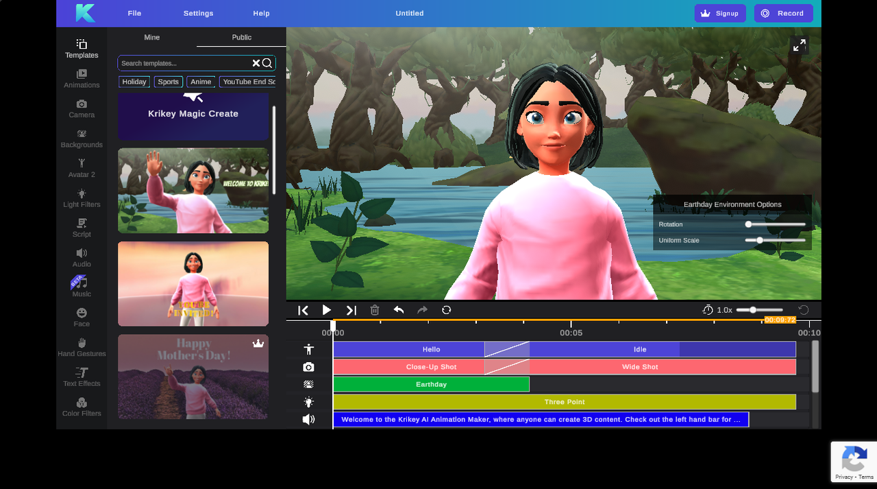 Interface of Krikey.AI