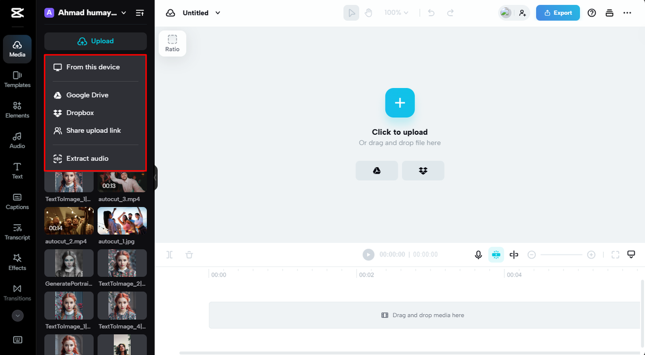 Upload media to make 3d animation online