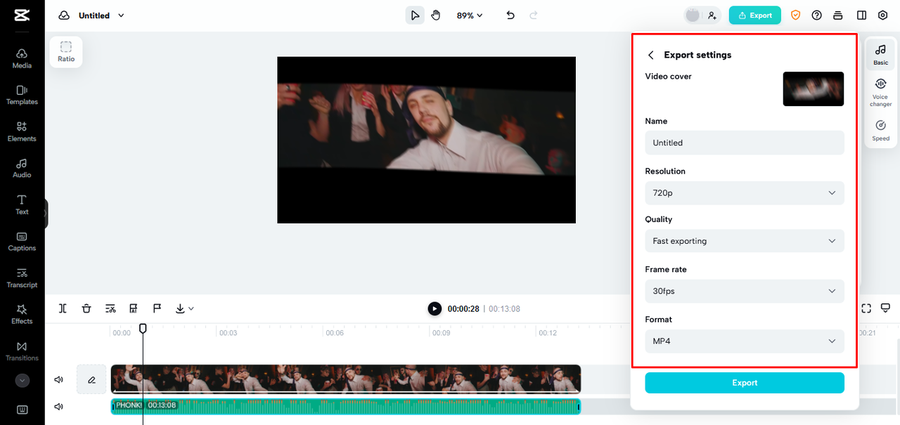 Set the resolution, quality, and frame rate of your animation