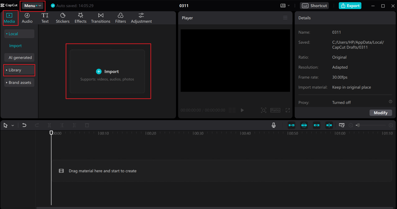 Upload videos to the CapCut desktop audio booster for PC