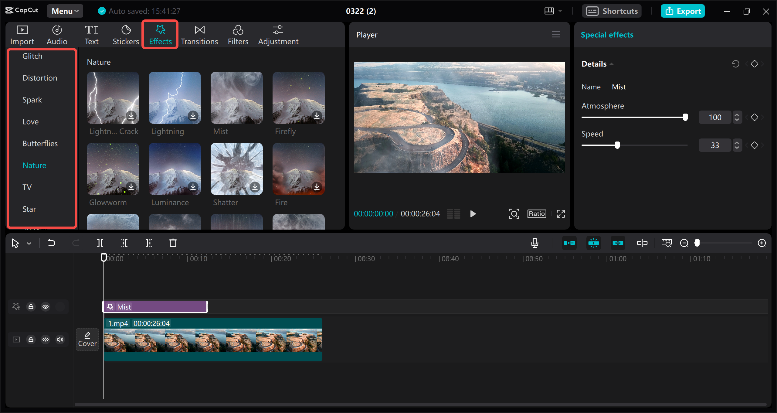 Access video effects
