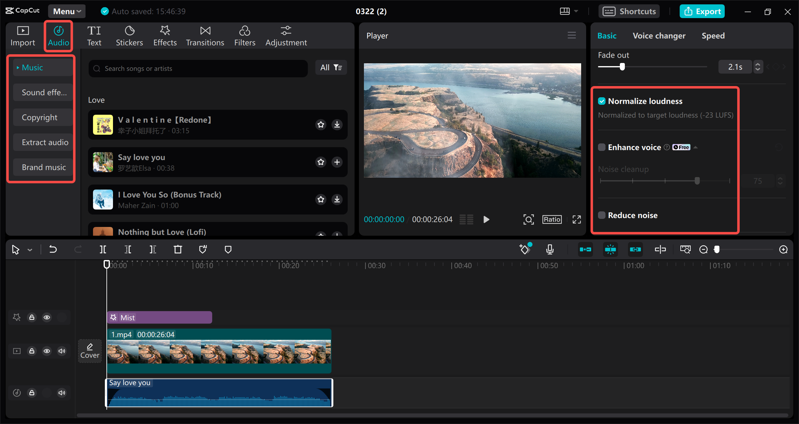 CapCut's sophisticated audio editing tools
