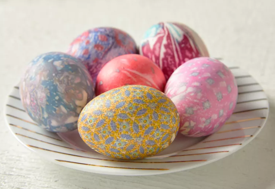 Silk tie died Easter eggs