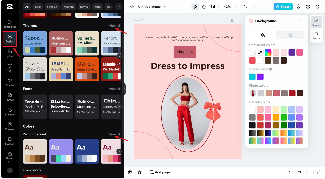 Trendy color combinations and themes