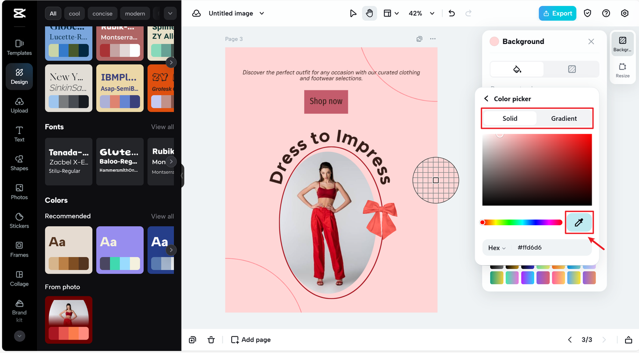 Smart color picking for a clothes logo
