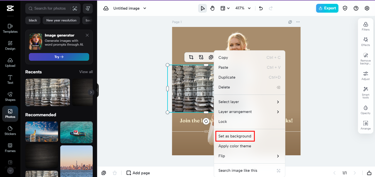 change the picture background